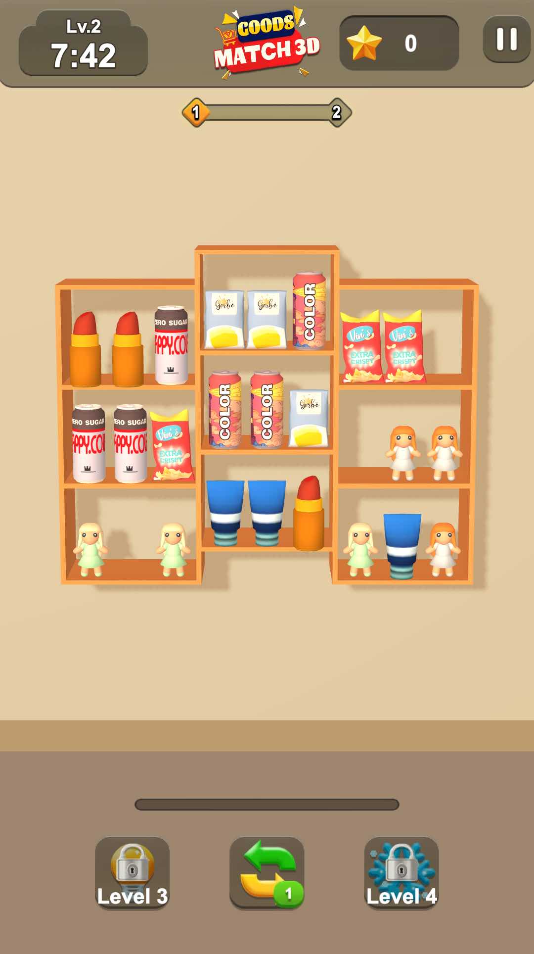Goods Puzzle game interface screenshot - showing main game interface and operation area